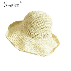 Simplee Summer women straw hats Beach wide weaving elegant round female sun hat Holiday folded outdoor hat leisure cap 2019