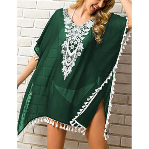 Women’s Crochet Chiffon Tassel Swimsuit Beach Bikini Cover Ups for Swimwear