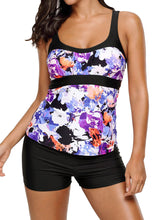 Load image into Gallery viewer, Women Split Digital Print Boyshort Swimsuit Two Pieces Tankini Swimwear