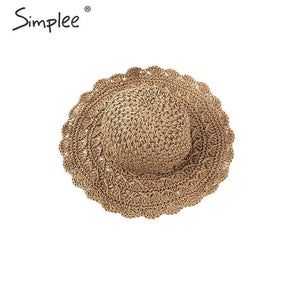 Simplee Summer women straw hats Beach wide weaving elegant round female sun hat Holiday folded outdoor hat leisure cap 2019