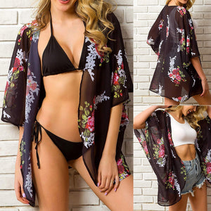 Print Swimwear Cover Up Blouse