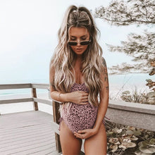 Load image into Gallery viewer, Women Maternity Leopard Print Bikini Swimwear Swimsuit Bathing Suit Beachwear