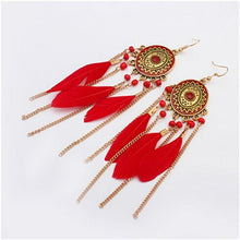 Load image into Gallery viewer, ZOSHI 2019 Long Tassel Fashion Feather Style Ethnic Boho Big Dangle Statement Earring Wedding Earrings Accessories Wholesale