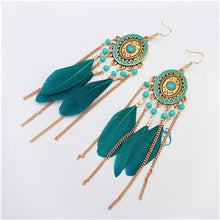 Load image into Gallery viewer, ZOSHI 2019 Long Tassel Fashion Feather Style Ethnic Boho Big Dangle Statement Earring Wedding Earrings Accessories Wholesale