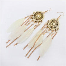 Load image into Gallery viewer, ZOSHI 2019 Long Tassel Fashion Feather Style Ethnic Boho Big Dangle Statement Earring Wedding Earrings Accessories Wholesale