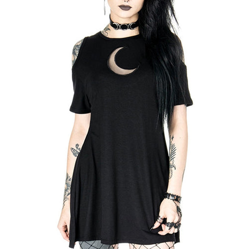 Women's Gothic Hollow Out Moon Mini Dress