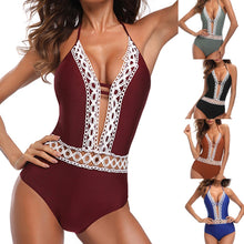 Load image into Gallery viewer, Women Swimming Costume Padded Lace tie Swimsuit Monokini Swimwear Bikini