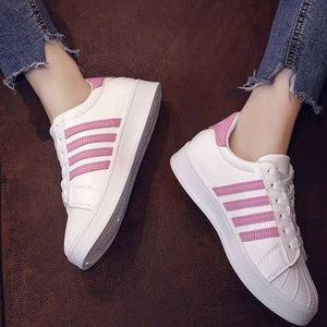 New Fashion Women Lace-Up Solid Flats Sneakers  Outdoor Leisure Shoes for Ladies  Comfortable Sport Casual  Sneakers for Female Flats for Women