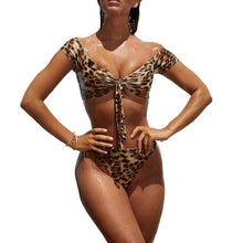 Load image into Gallery viewer, Women Sexy Leopard Bikins Girls 2019 New Plus Size Swimwear Bandage High Waisted Bathing Suits Swim bikinis Set