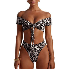 Load image into Gallery viewer, Women Sexy Leopard Bikins Girls 2019 New Plus Size Swimwear Bandage High Waisted Bathing Suits Swim bikinis Set