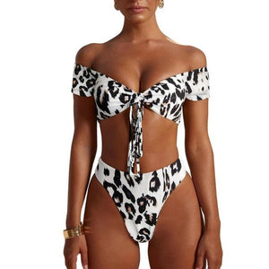 Women Sexy Leopard Bikins Girls 2019 New Plus Size Swimwear Bandage High Waisted Bathing Suits Swim bikinis Set