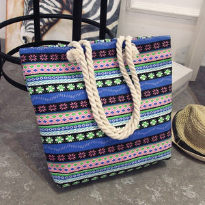 Multiple Print Canvas Beach Bag