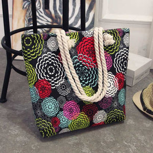 Multiple Print Canvas Beach Bag