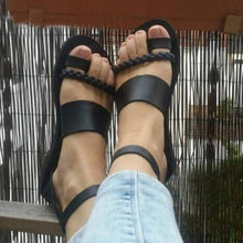 Load image into Gallery viewer, 2019 Summer Gladiator Thong Sandals Women Platform Flat Sandals for Beach Weaving Buckle Strap Solid Casual Shoes XWZ5760