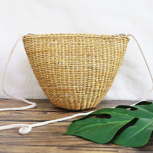 Straw Bags For Women Beach Wholesale Yellow Grass Straw Bag Messenger Woven Bag Beach Bags Large Trumpet