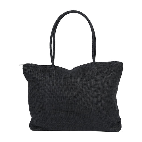 Woven Black Straw Summer Beach Bag