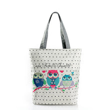 Load image into Gallery viewer, Floral Owl Printed Canvas Beach Bag