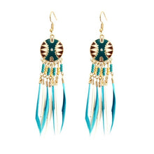 Load image into Gallery viewer, ZOSHI 2019 Long Tassel Fashion Feather Style Ethnic Boho Big Dangle Statement Earring Wedding Earrings Accessories Wholesale