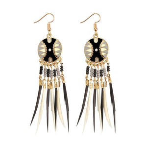 ZOSHI 2019 Long Tassel Fashion Feather Style Ethnic Boho Big Dangle Statement Earring Wedding Earrings Accessories Wholesale