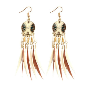 ZOSHI 2019 Long Tassel Fashion Feather Style Ethnic Boho Big Dangle Statement Earring Wedding Earrings Accessories Wholesale