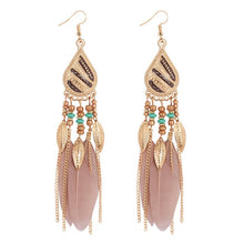 Load image into Gallery viewer, ZOSHI 2019 Long Tassel Fashion Feather Style Ethnic Boho Big Dangle Statement Earring Wedding Earrings Accessories Wholesale