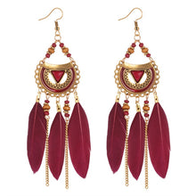 Load image into Gallery viewer, ZOSHI 2019 Long Tassel Fashion Feather Style Ethnic Boho Big Dangle Statement Earring Wedding Earrings Accessories Wholesale