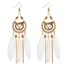 Load image into Gallery viewer, ZOSHI 2019 Long Tassel Fashion Feather Style Ethnic Boho Big Dangle Statement Earring Wedding Earrings Accessories Wholesale