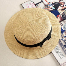 Load image into Gallery viewer, Retro Straw Beach Hat with Bow