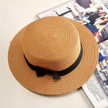 Load image into Gallery viewer, Retro Straw Beach Hat with Bow