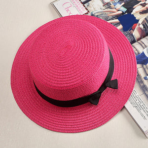 Retro Straw Beach Hat with Bow