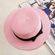 Load image into Gallery viewer, Retro Straw Beach Hat with Bow