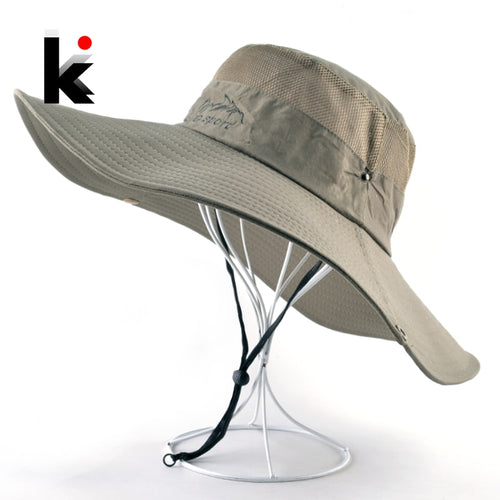 Sun Hats For Men Outdoor UV Protection Visor Cap Women Casual Beach Hat Summer Breathable Wide Brim Fishing Climbing Bucket Caps