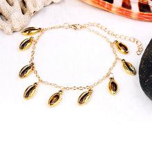 Load image into Gallery viewer, Gold Cowrie Boho Style Sea Shell Bracelet or Anklet (adjustable)