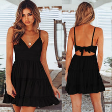 Load image into Gallery viewer, Summer Lace Backless Dress with Spaghetti Straps