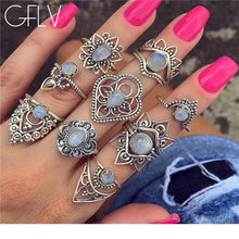 Load image into Gallery viewer, 9pcs/set Bohemia Rings Set Silver